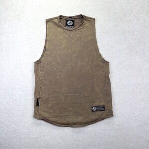 Alphalete Muscle Tank Men M Brown Acid Wash French Terry Sleeveless Gym Top